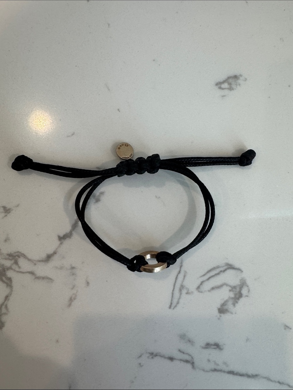 Harley-Davidson Black Cord Bracelet with Metal Logo Ring Rose Gold - Picture 2 of 3